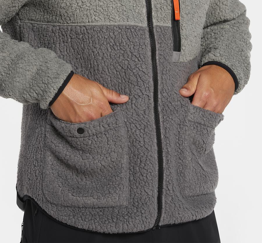 Jackets Mens - Hoka One One Fleece Sky - Grey - VCKXUPQ-37